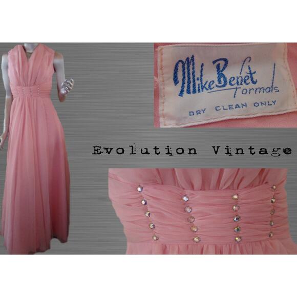 Pink Chiffon Evening Gown Small By Mike Benet Formals Small - Picture 10 of 10
